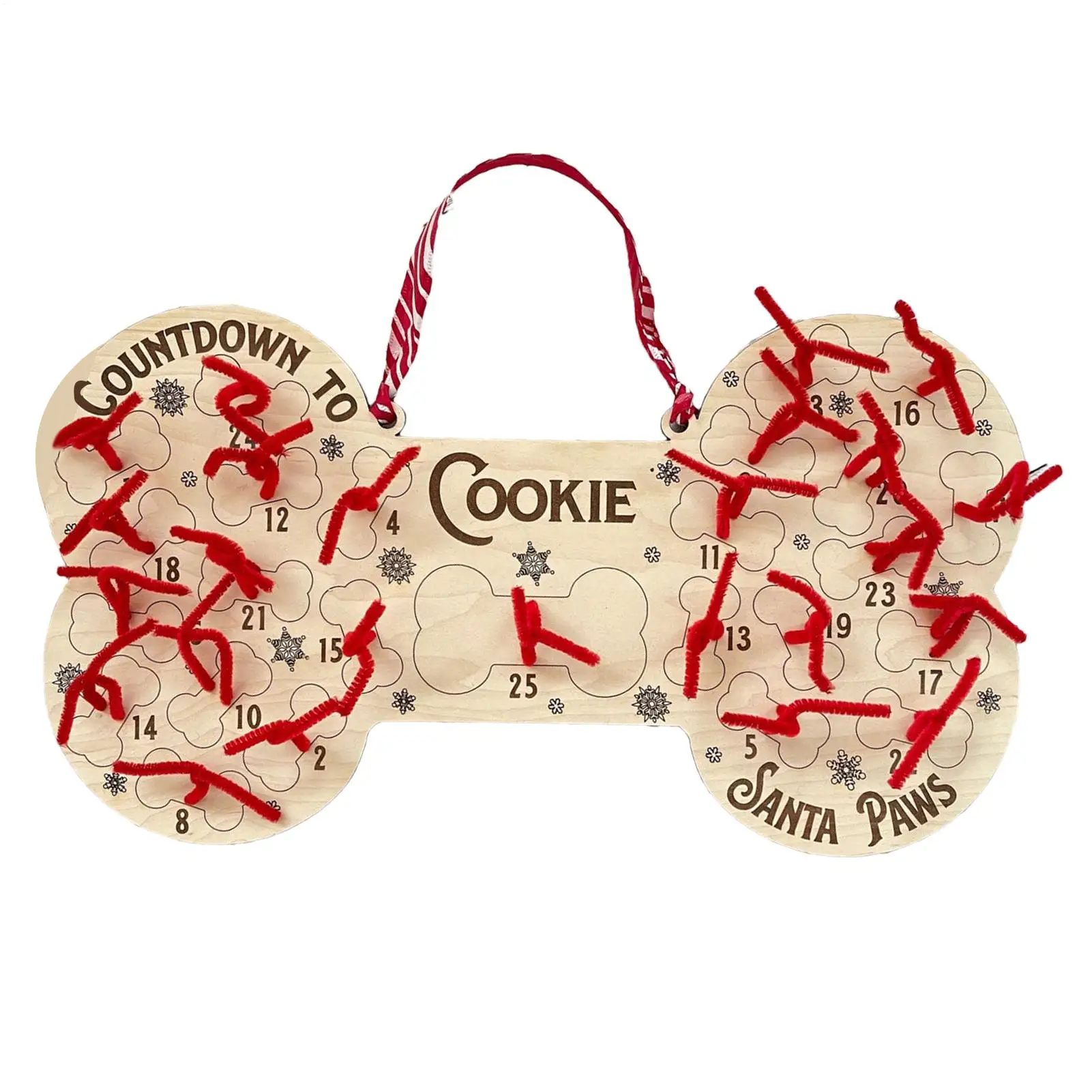 25 يوم الكلب العظام عيد الميلاد العد التنازلي تقويم القدوم تسجيل زخرفة خشبية عيد الميلاد الديكور 2025 للديكور المنزل