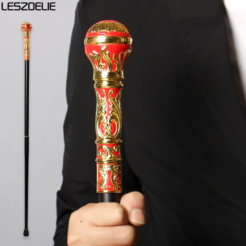 93cm Gold With Red Luxury Walking Stick Man Fashion Walking Cane Women Wedding Party Sticks Lady Elegant Vintage Walking Cane