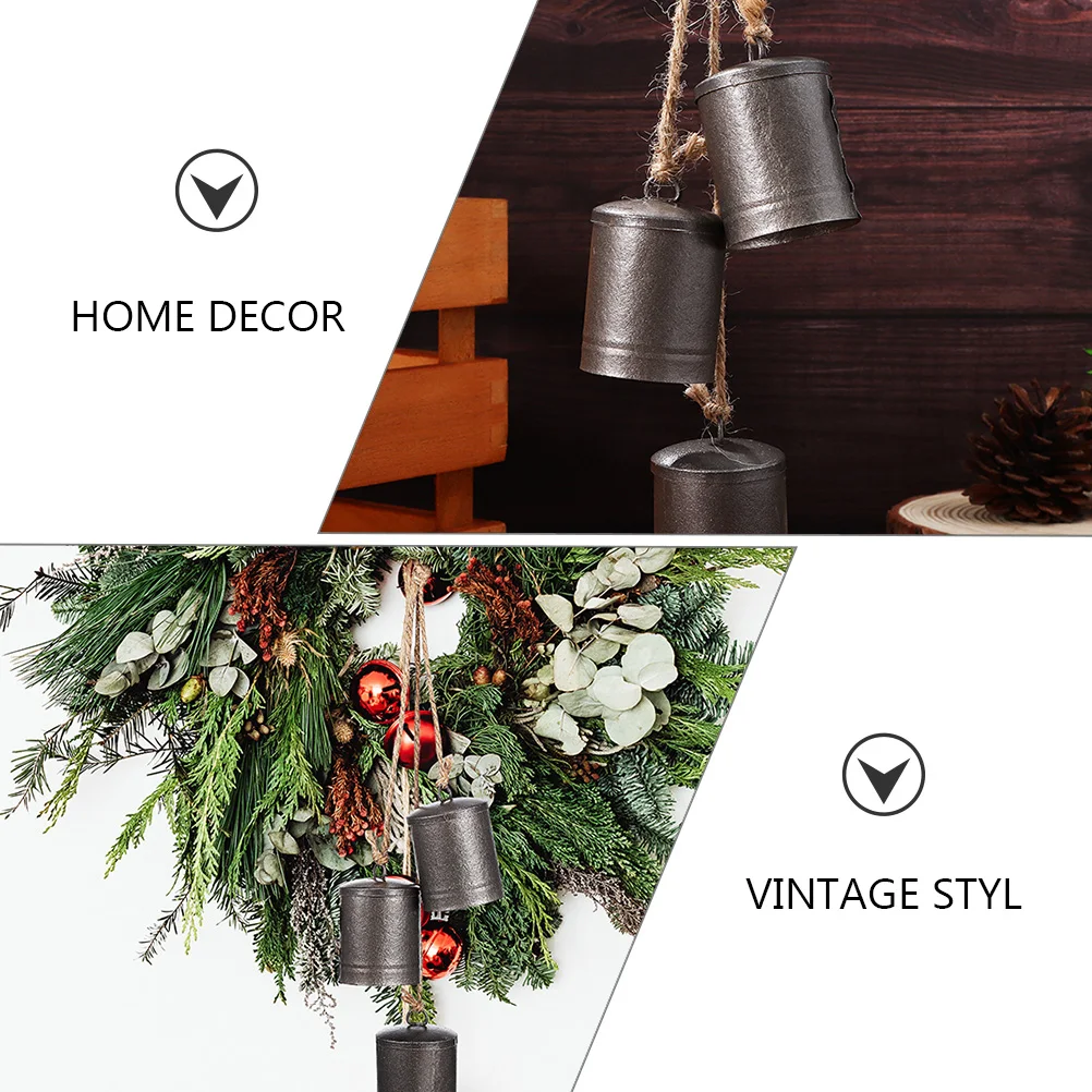 

2 Pcs Vintage Cowbell Hanging Bells for Door Craft Rustic Decor Country Wall Pendent Metal Wind Chimes Outdoor