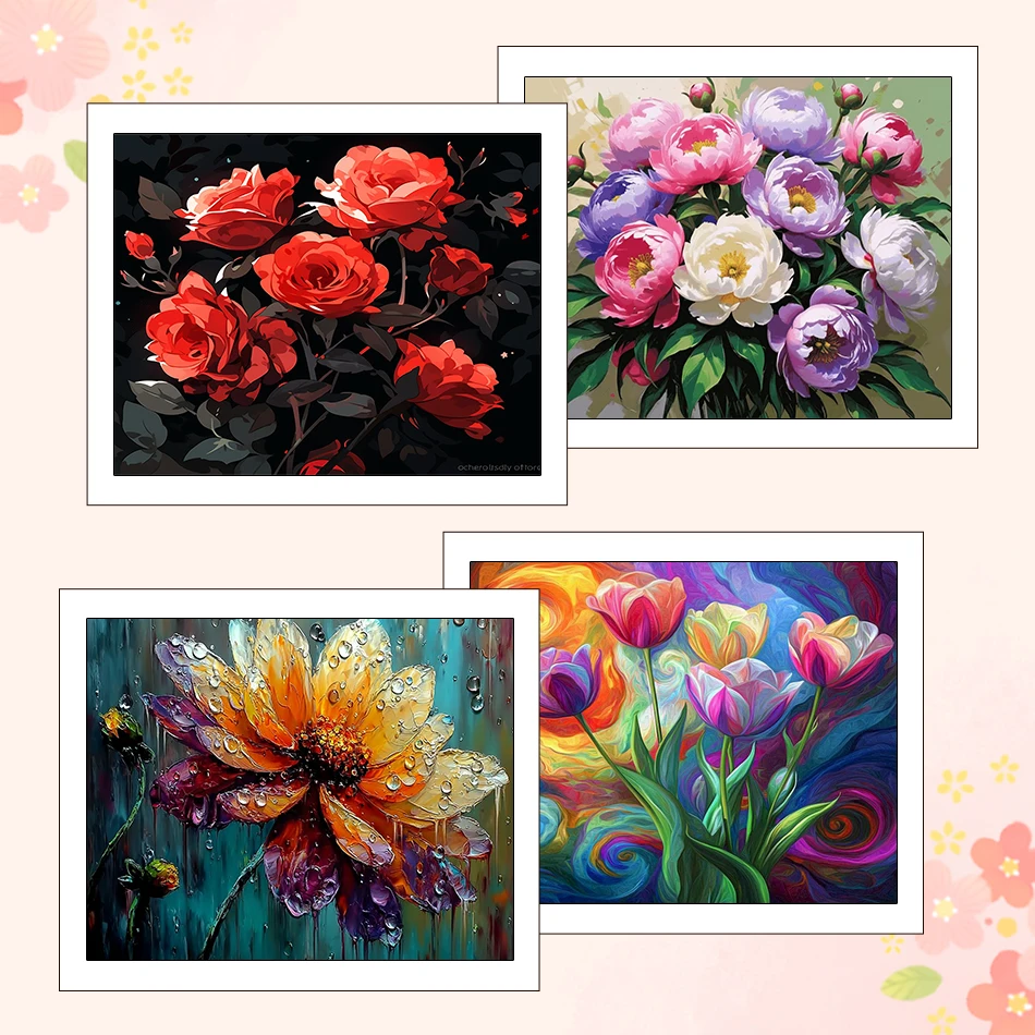 

RUOPOTY Paintings For Painting By Numbers Flowers 40X50cm Oil Kit Drawing Color Markers Pictures By Numbers Canvas Art Painting