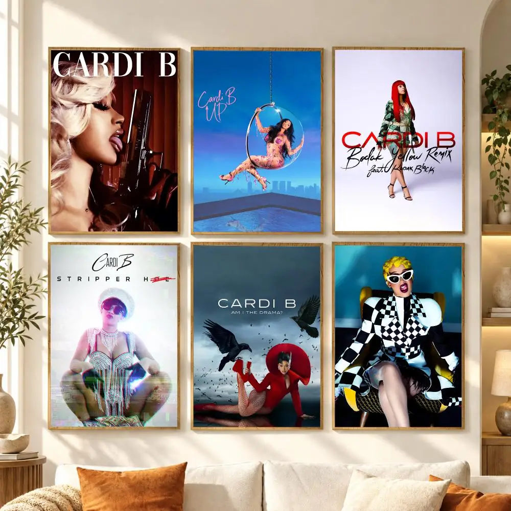 Singer C-Cardi B Glamorous Iconic Poster Premium Modern Waterproof Wall Art Pictures for Bedroom Living Room Bar Decor