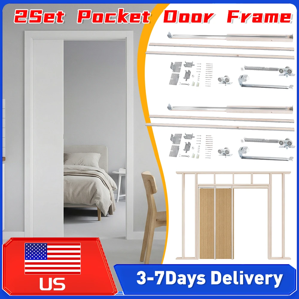 

Комплект из 2-х наборов фурнитуры для раздвижных дверей с механизмом плавного закрывания (до 100 кг), алюминиевая направляющая, простая установка