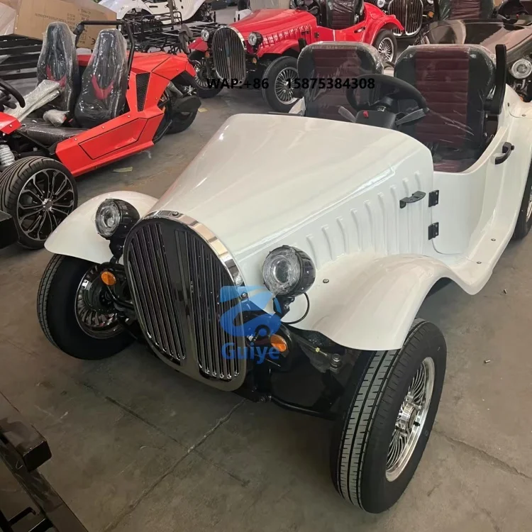 Chinese supplier white 2-seat 4-wheel lithium battery powered mini classic car electric sightseeing car cheap