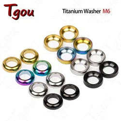 Tgou Titanium Gasket M6 Concave and Convex Washer Spacer for MTB Disc Brake Caliper Group Mounting Bolts 2pcs