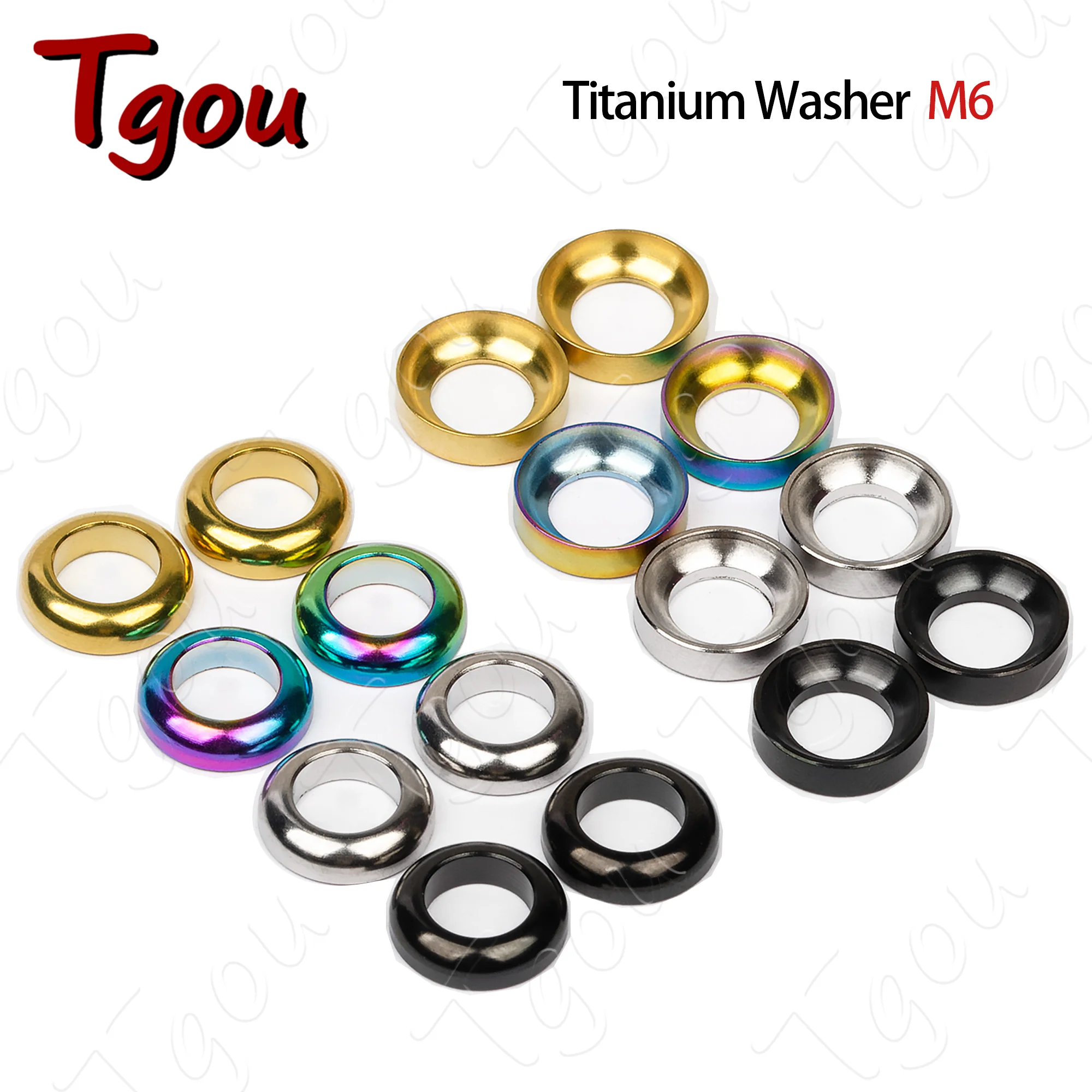 Tgou Titanium Gasket M6 Concave and Convex Washer Spacer for MTB Disc Brake Caliper Group Mounting Bolts 2pcs