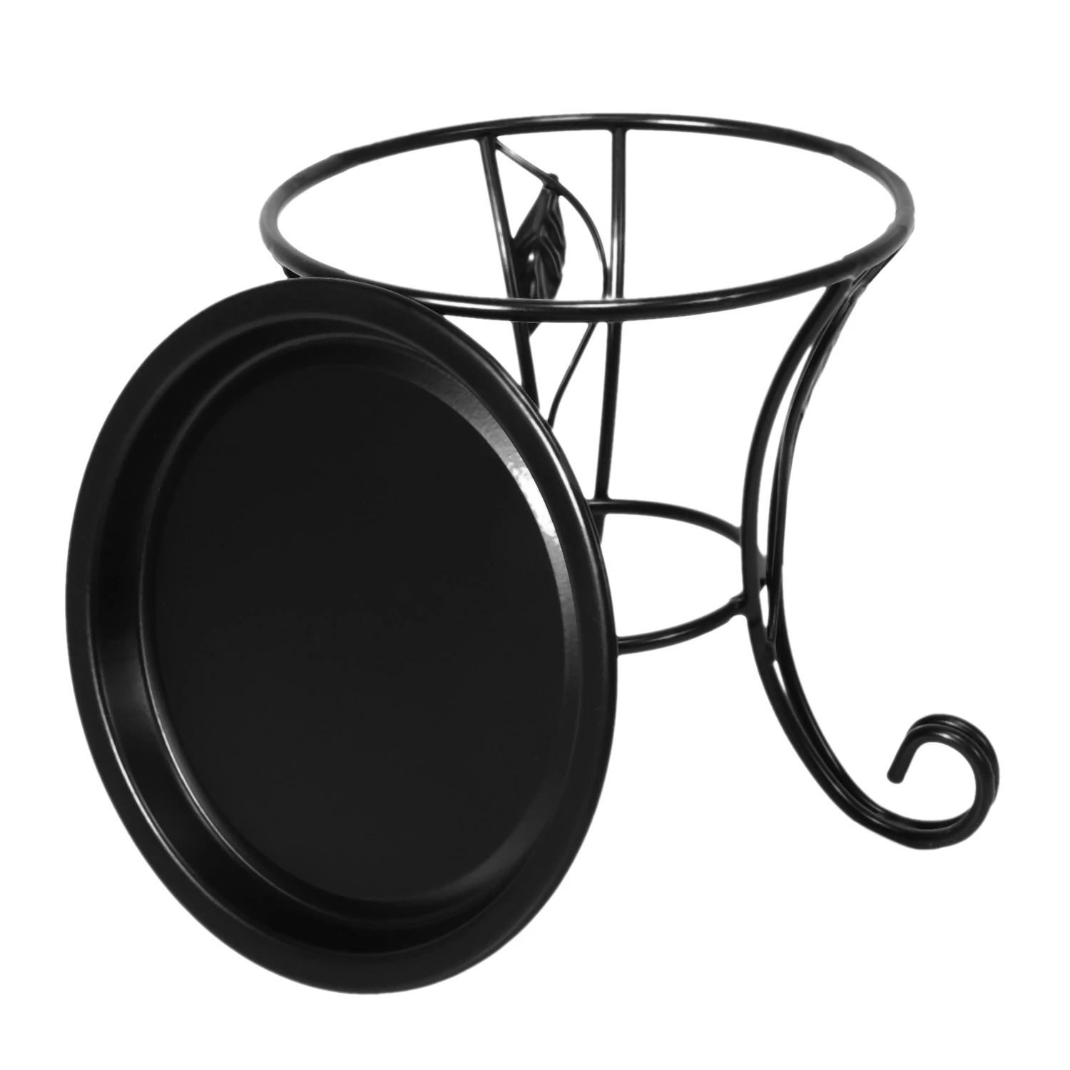 A26F-European Style Simple Mini Flower Stand Flower Pot Succulent Flower Shelf Iron Stand + Iron Plate For Desktop Balcony