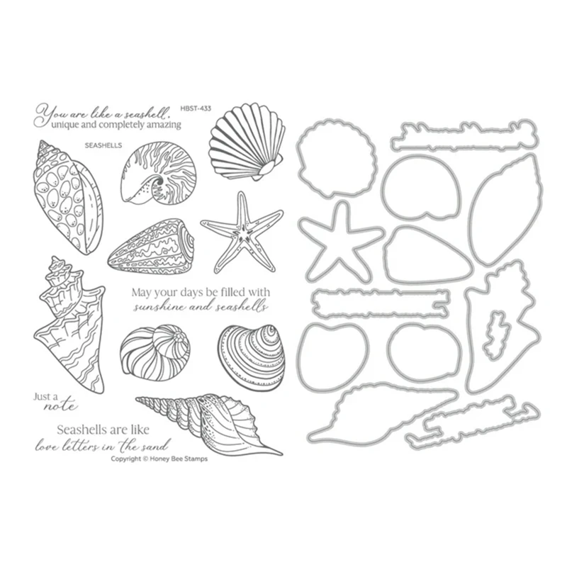 Seashells Clear Stamps for New July 2022 Scrapbooking Paper Making Bee Embossing Frame Craft Supplies Card Metal Cutting Dies