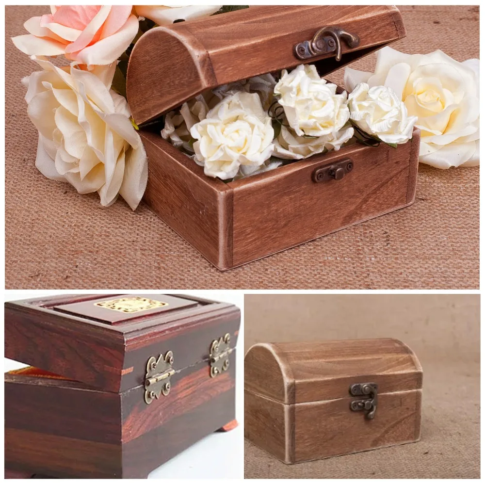 46PCS Bronze Box Hardware Small Size Metal Corner Trim Retro Buckle Locks Decorative Right Latch Corner Protectors Wood Chest