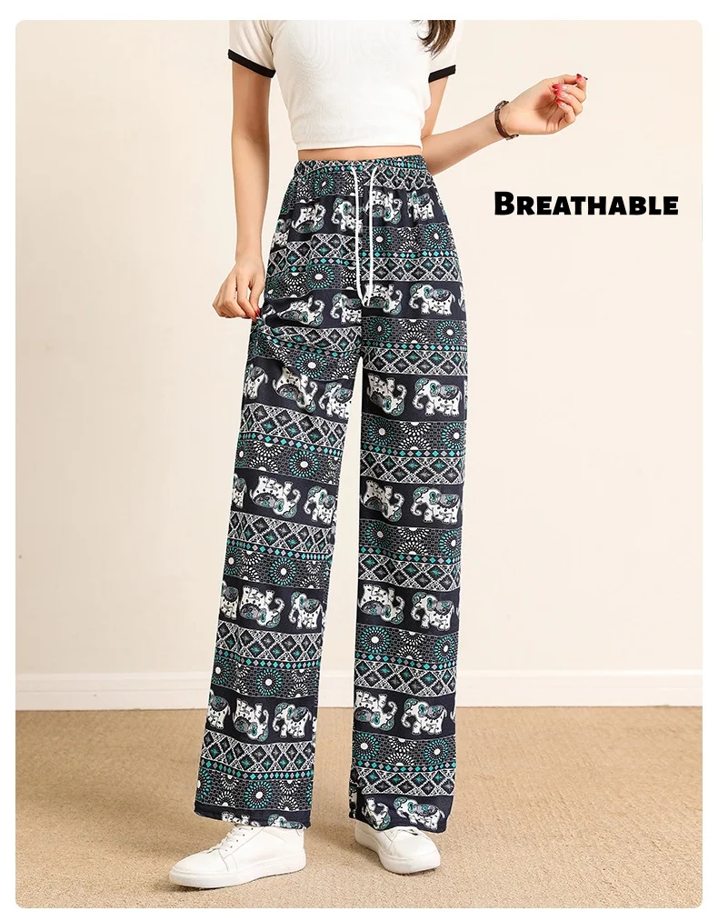 

Wide-leg Trousers Collection High-Waisted Draping Flattering Loose Straight-leg Casual Trousers Draping Cool Feel Soft