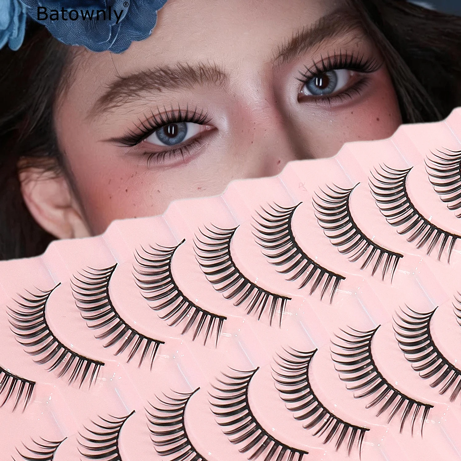 10 Pairs in a Pack, Cartoon-Style False Eyelashes, Distinct Strands, Natural Wet Look, Photogenic Anime-Style Eyelashes, Fluffy 3D False Eyelashes