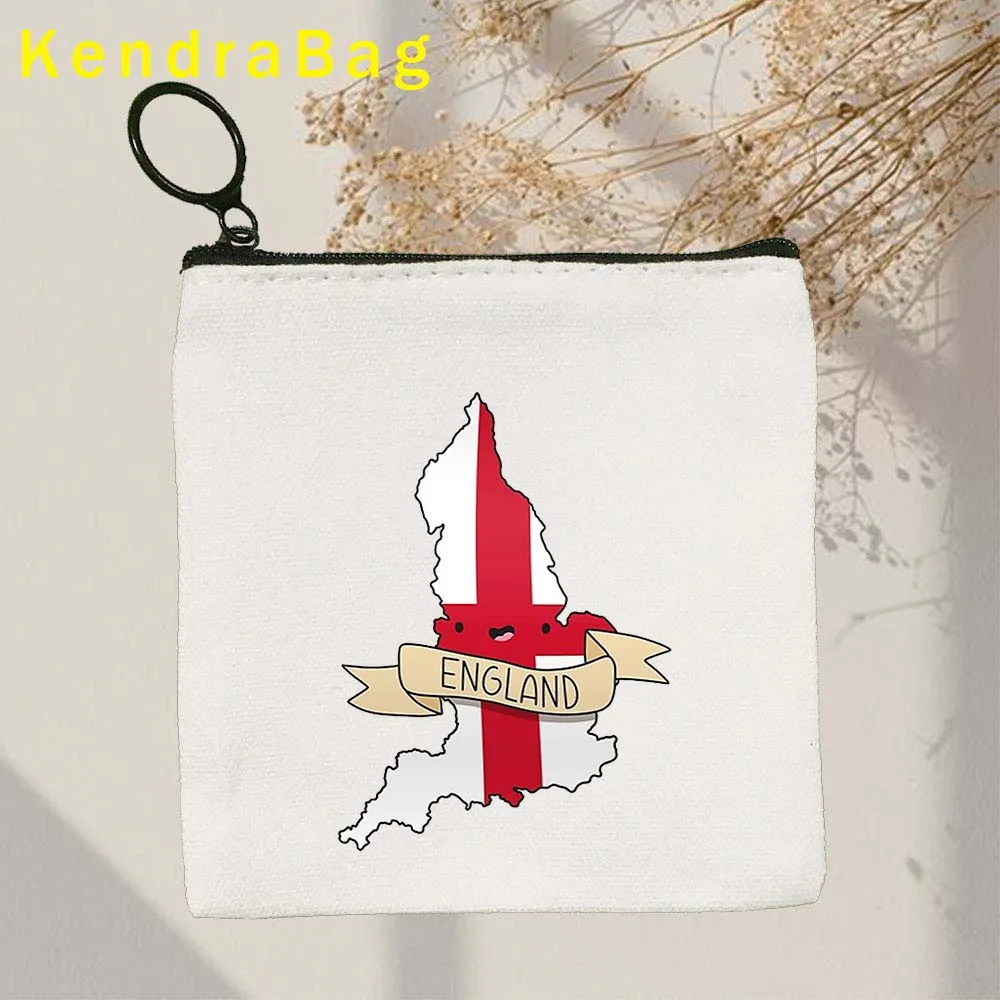 London England Flag Map United Kingdom Bus Big Ben Bridge Phone Booth Key Coin Purse Canvas Bags Pouch Cotton Cute Wallet Gifts