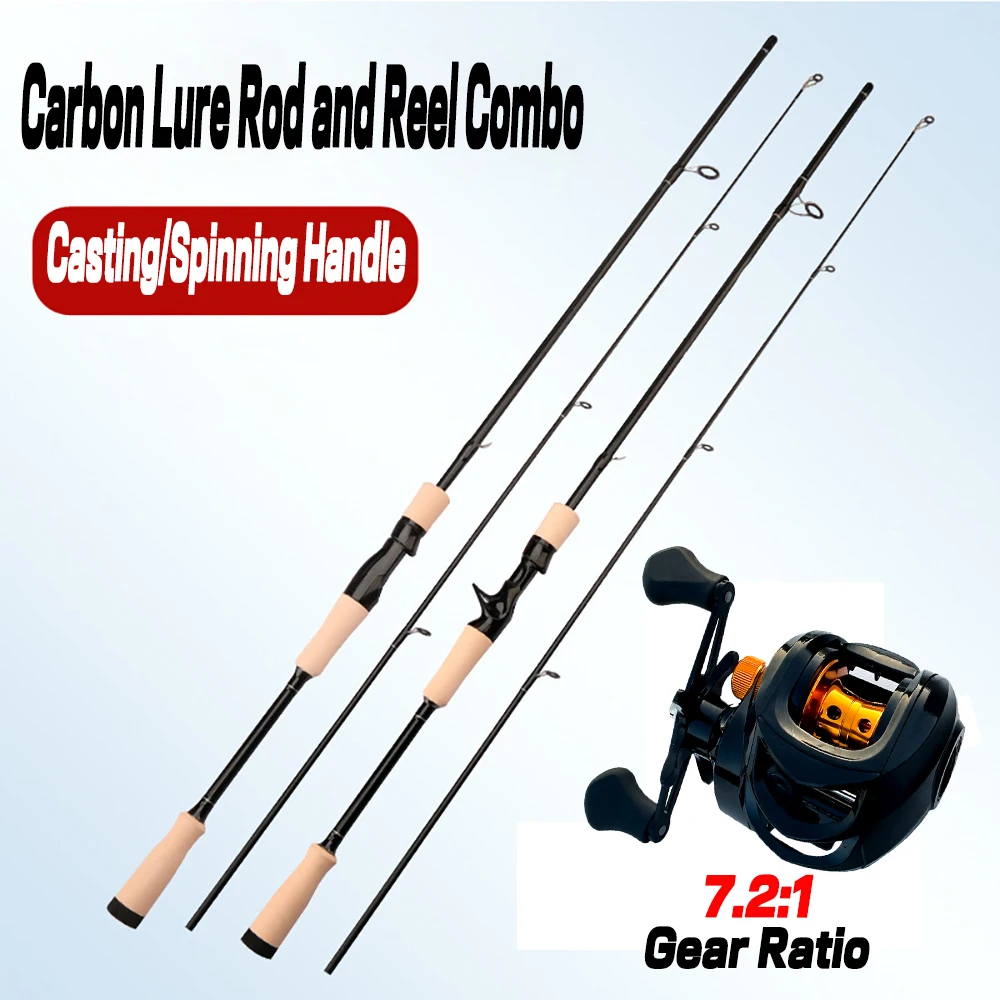 

1.8M 1.65M ML Spinning Casting Fishing Rod Reel Combo 2 Section Travel Carbon Lure Rod Baitcasting Reel Kit Carp Fishing Pesca