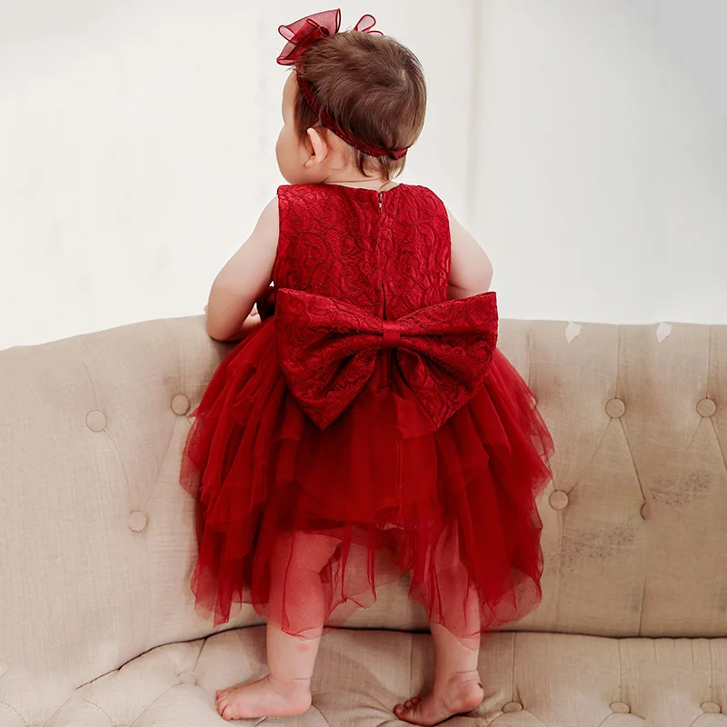 

Оригинальные красные детские рождественские платья, кружевное Тюлевое Новогоднее платье для детей ясельного возраста, детская одежда для дня рождения, бальное платье