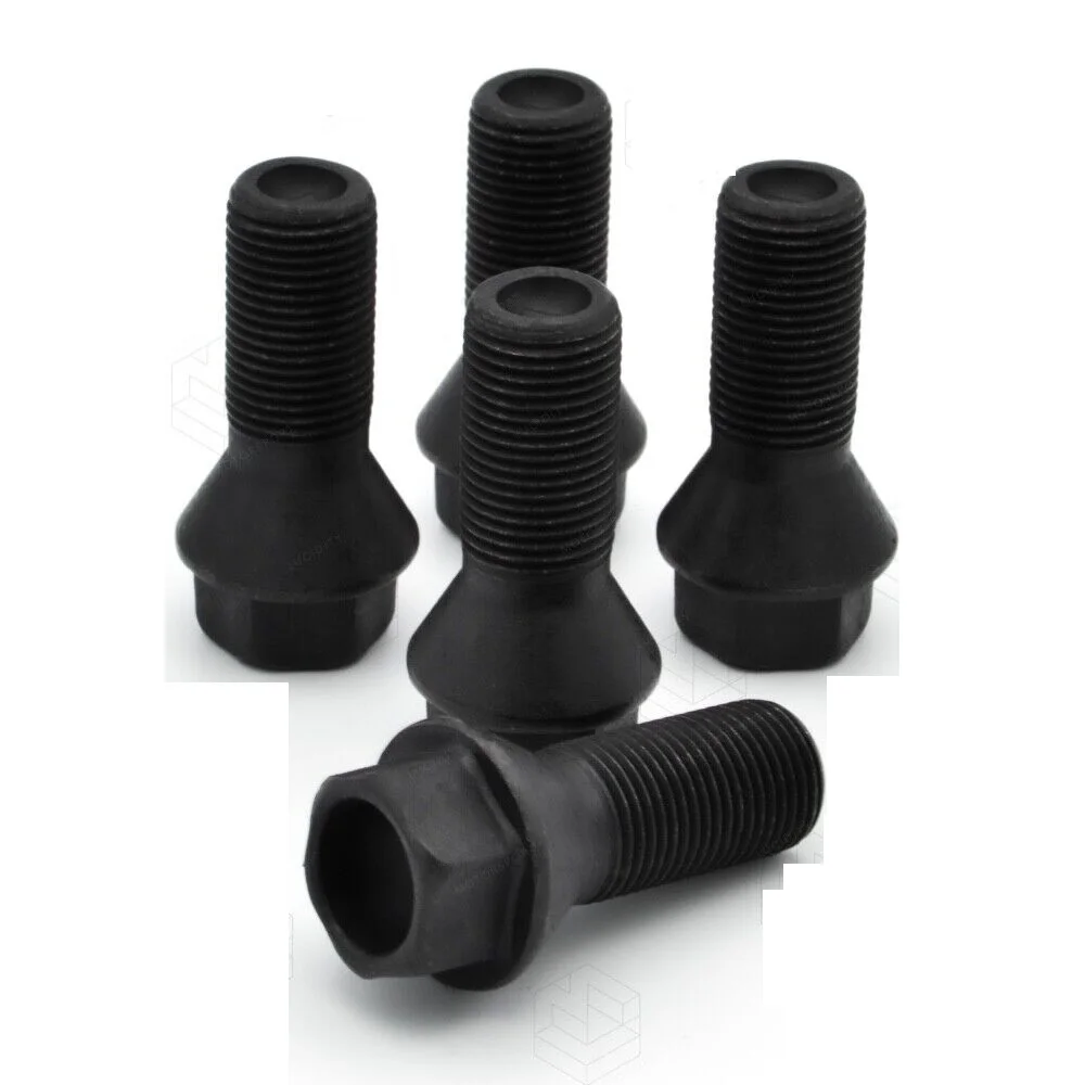 4x M14 x 1.25 27mm Wheel Bolts Black Tapered Seat Nuts For MINI R56