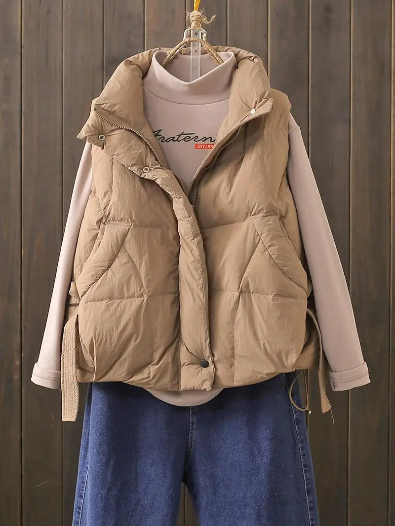

Winter Thickened Large Size 230 Pounds down Vest Loose Slimming Fashion Design Warmth Outerwear Trendy Polyester Fiber