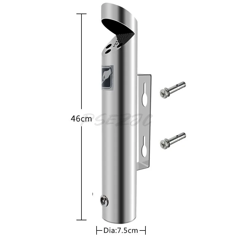 Wall Mounted Ashtray Stainless Steel 304 Ashtray Column with Lock Creative Hotel Cigarette Butt Bucket