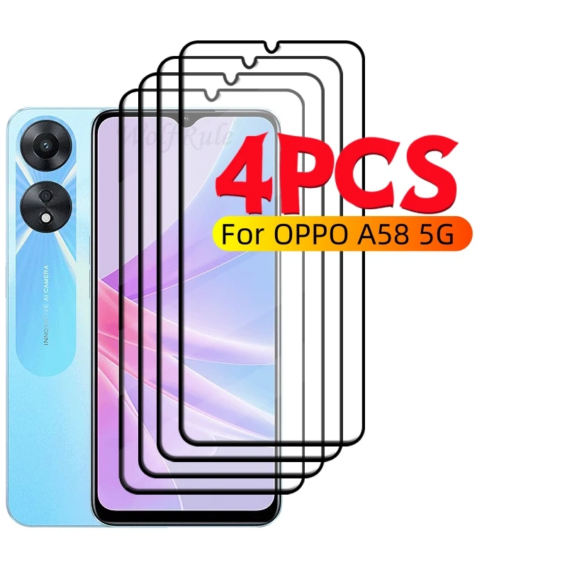 

1/2/3/4PCS Full Cover Glass For OPPO A58 5G Glass OPPO A58 5G Tempered Glass HD 9H Full Cover Glue Screen Protector OPPO A58 5G