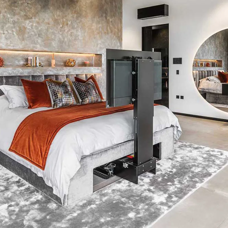 Hotel room hidden under the bed removable retractable integrated TV stand