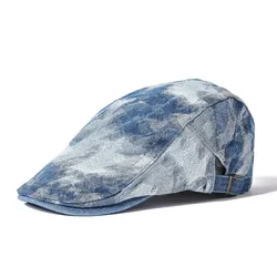 Spring Cotton Print Newsboy Caps Flat Peaked Cap Men and Women Painter Beret Hats 162