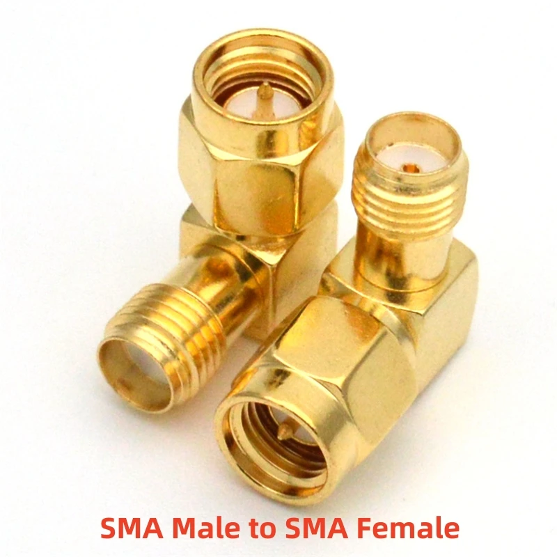 1 STÜCK SMA auf SMA-Stecker 90 Grad rechtwinkliger RPSMA-Stecker auf RP SMA-Buchse-Adapter für WIFI-Antenne / FPV-RF-Konverter Gold