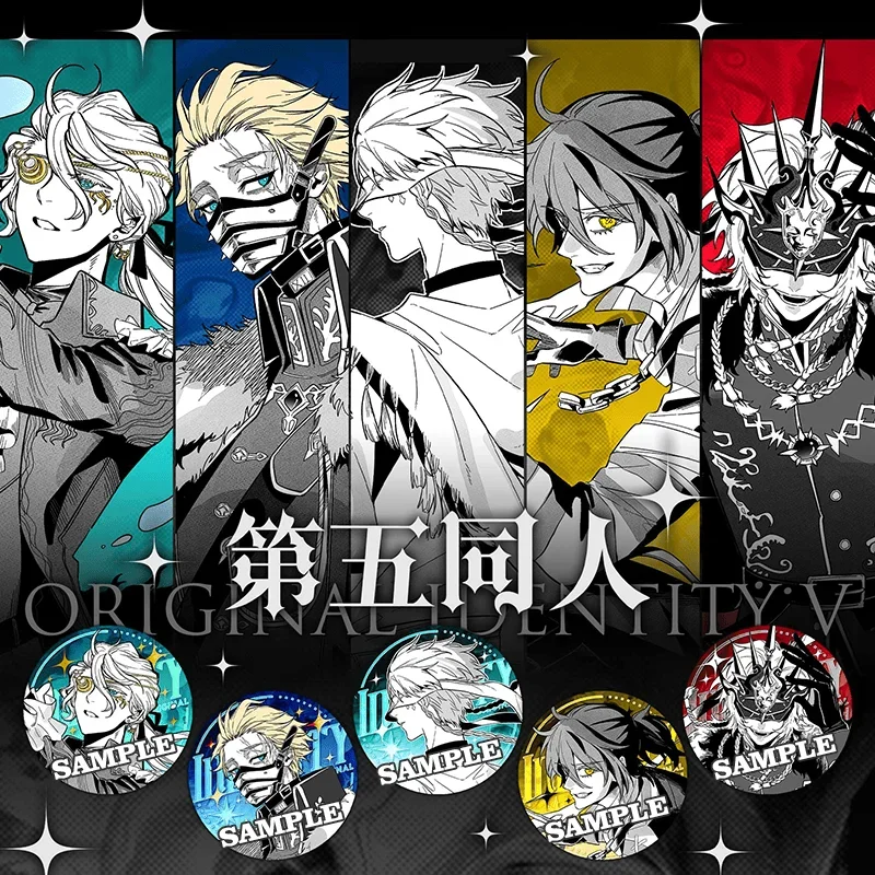 

Anime Identity Ⅴ Prisoner Composer Tinplate Badge Double Flash Medal Cartoon Emblem Delicate Reverse Laser Card Xmas Gifts