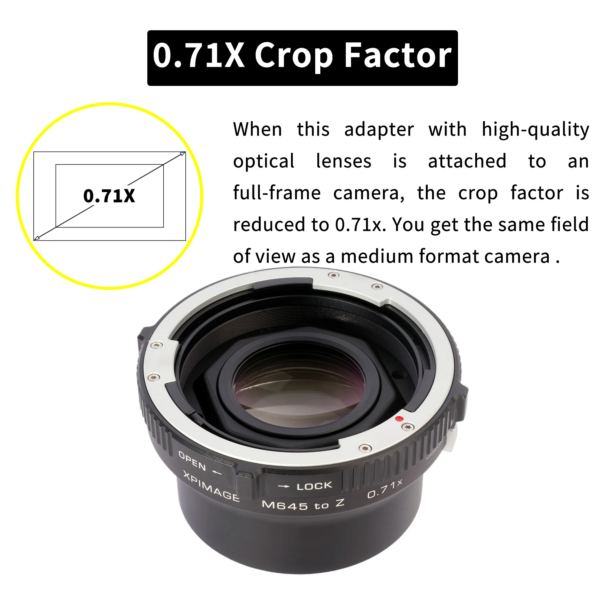 XPIMAGE Speed Booster 0.71X Optical Focal Reducer Lens Mount Adapter for Mamiya 645 M645 Lenses to Nikon Z Camera Z5 Z6 Z7 Z8 Z9