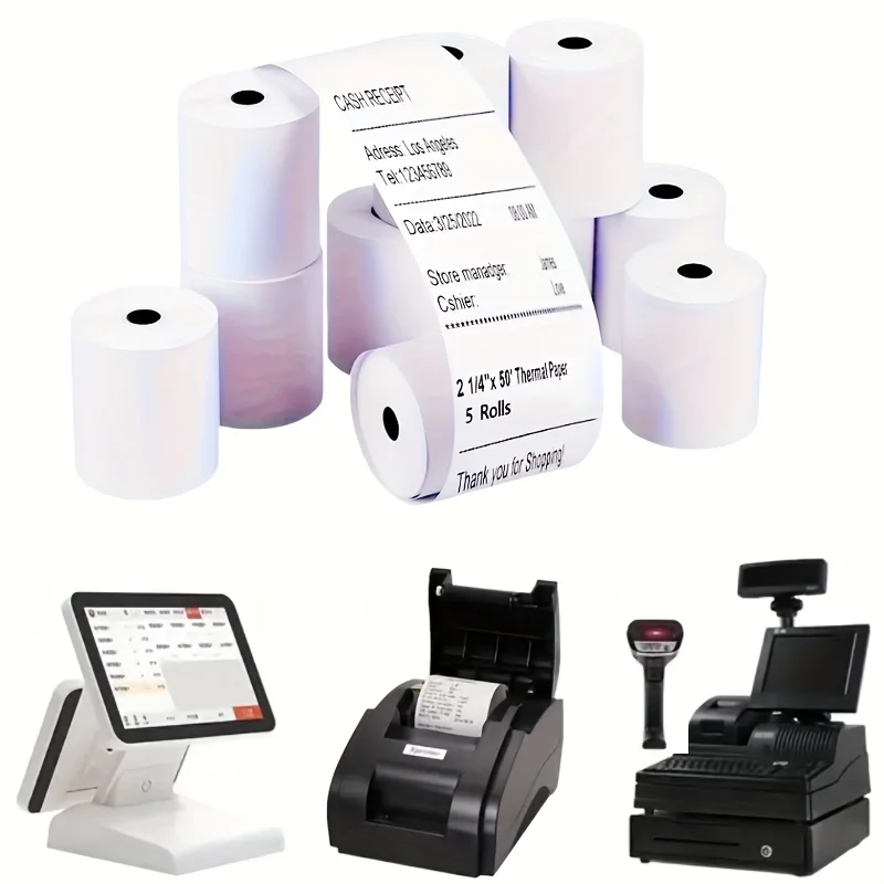 57*37mm 2 1/4 X 50 Thermal Paper Receipt Rolls Fits All Clover Flex POS Cash Register Printers Paper For Credit Card Terminals
