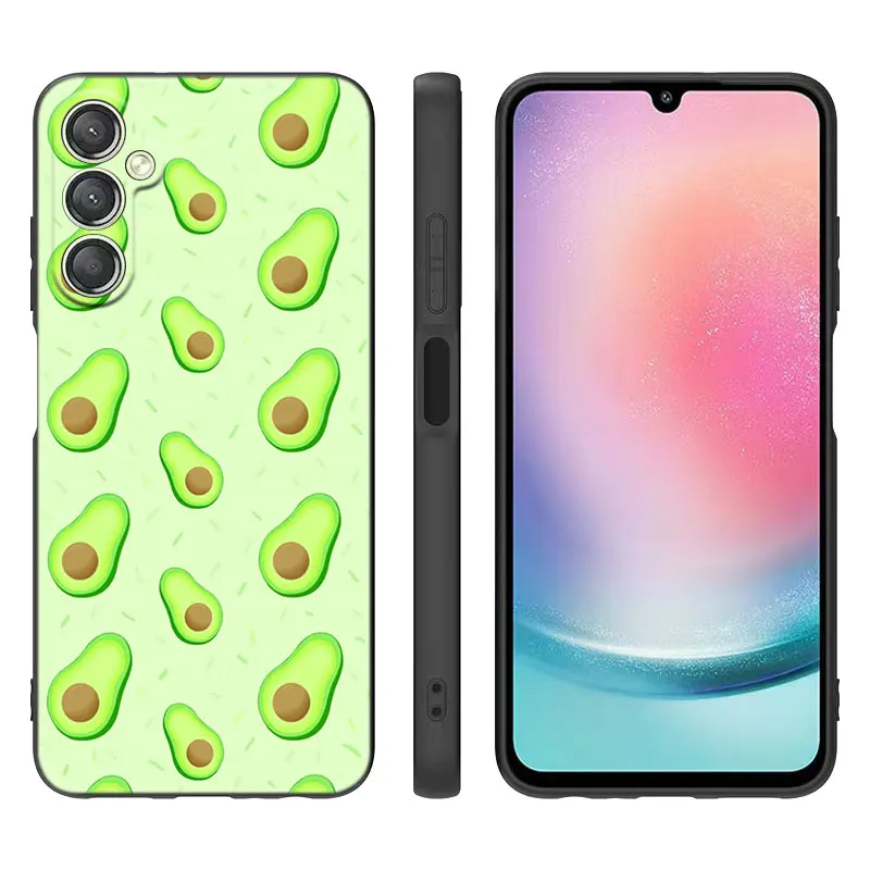 Cartoon Cute Avocado Black Case For Samsung Galaxy A15 A14 A05 A34 A54 A52S A53 A33 A23 A24 A13 A12 A22 A32 A50 A51 A70 A71 A73 image 4