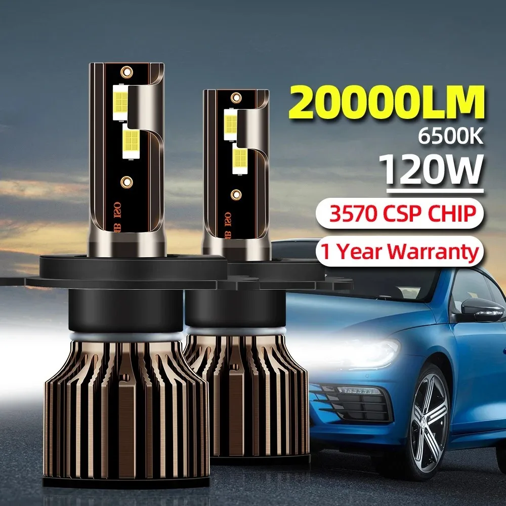 

H4 LED Headlight H1 H7 H8 H9 H11 9005 HB3 9006 HB4 Car Led Lights 20000LM 120W 6500K CSP Chip Hight Low Beam Fog Lamp