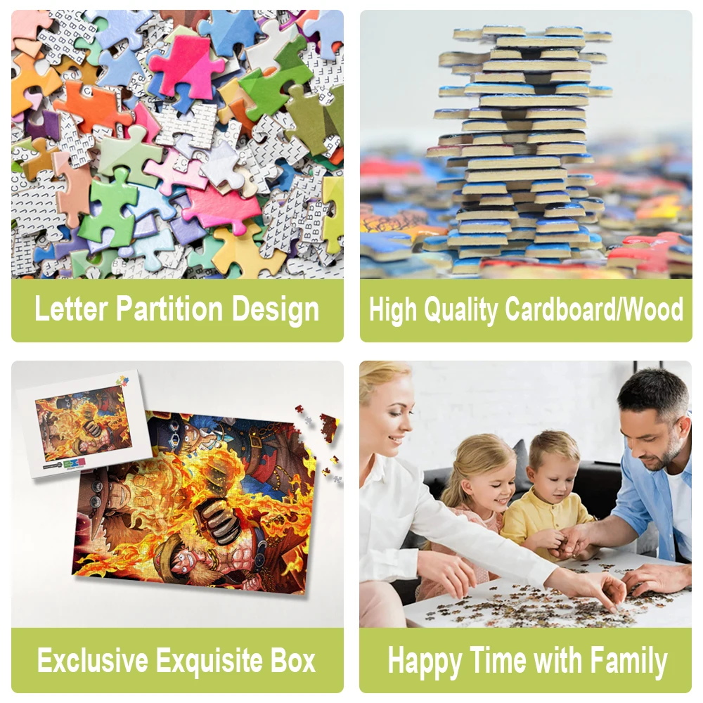 Anime DIY Educational Toy Puzzle One Piece Anime Customizable Puzzles Multiple Sizes Wood/cardboard Montessori Toys Best Gifts