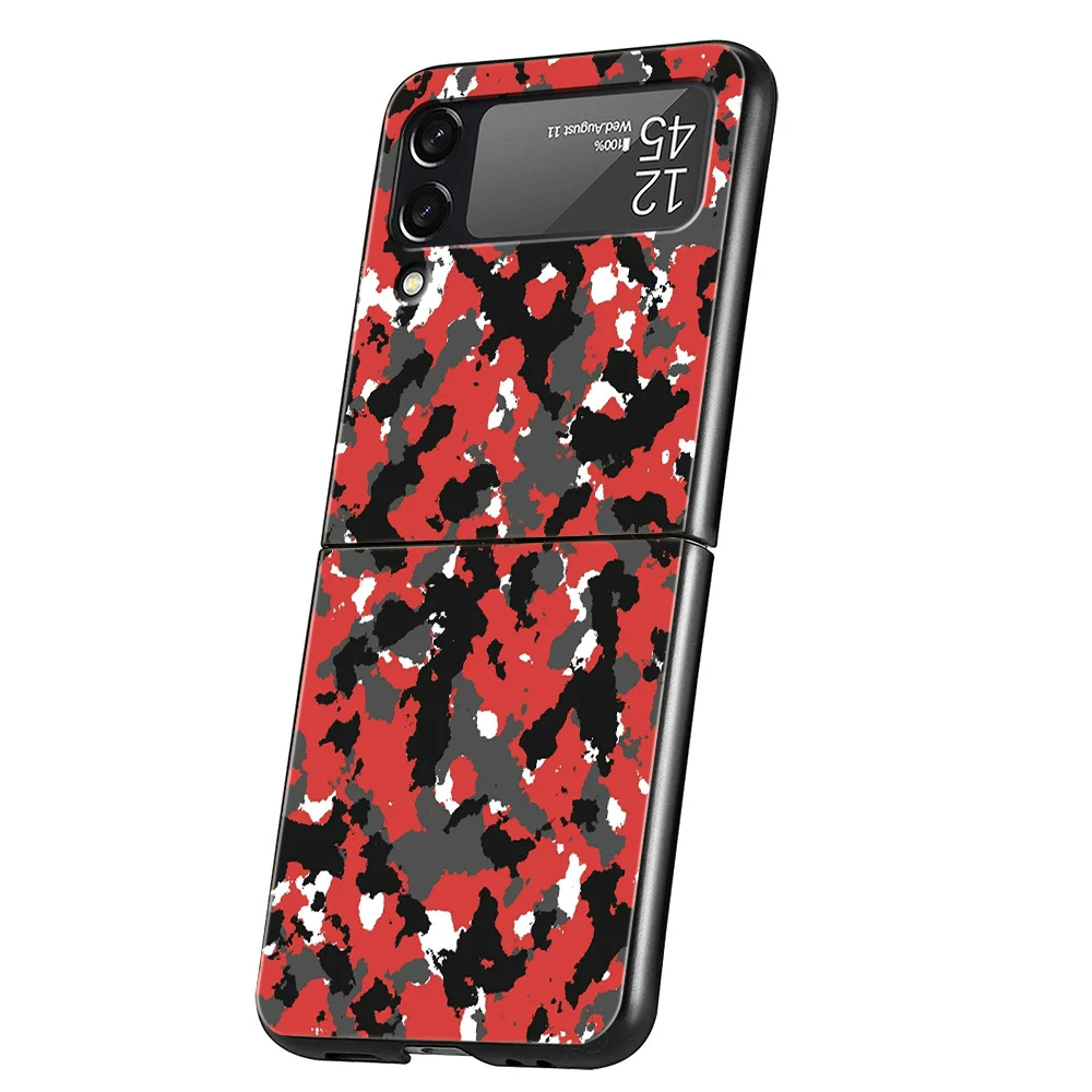 Camouflage Camo Phone Cover For Samsung Galaxy Z Flip 4 Case Black For Samsung Z Flip 3 Hard PC Luxury Foldable Shell Fundas Bag