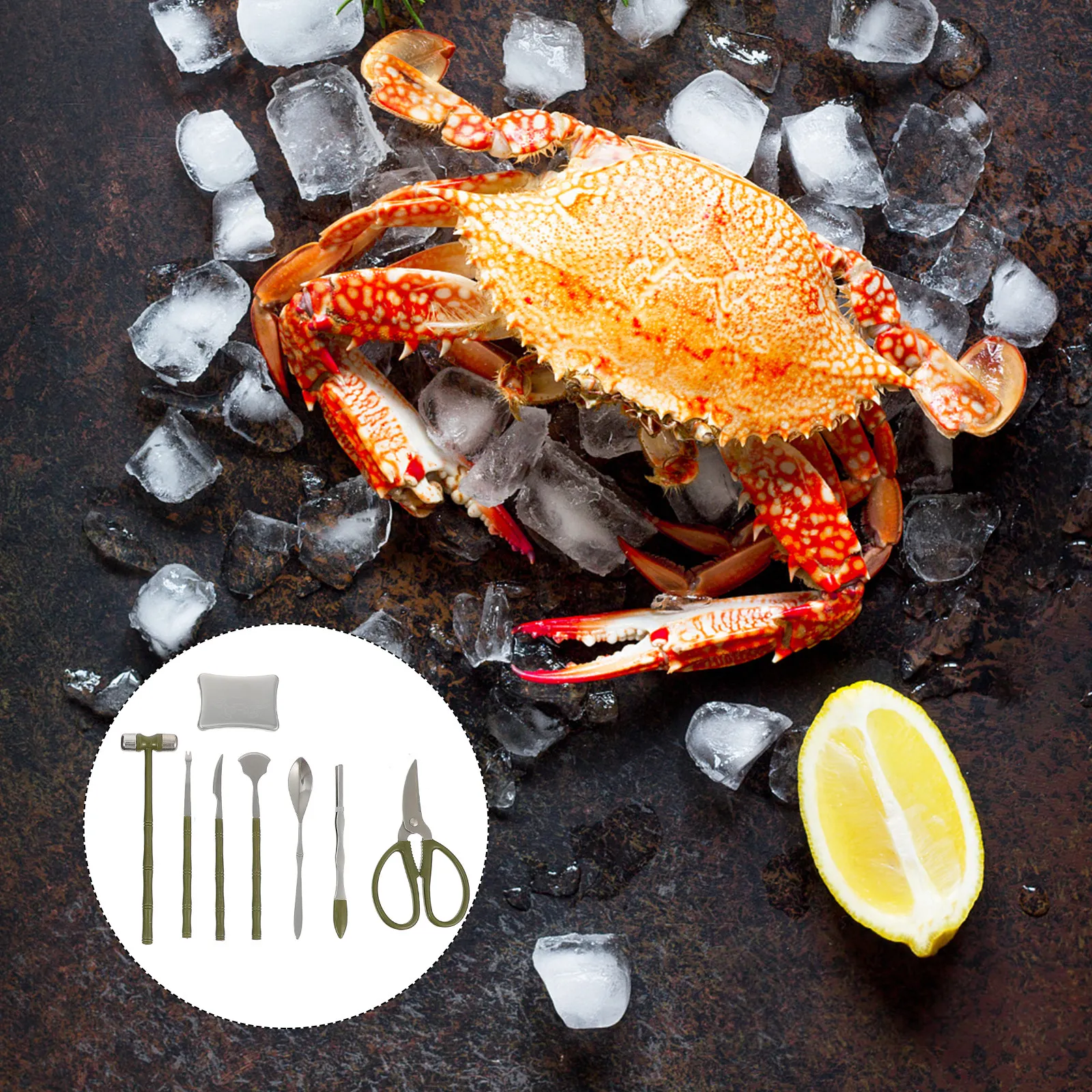 8Pcs Crab Eating Kit Premium Stainless Steel Seafood Tools Set Lobster Clamps Nut Crackers for Home Restaurant Use