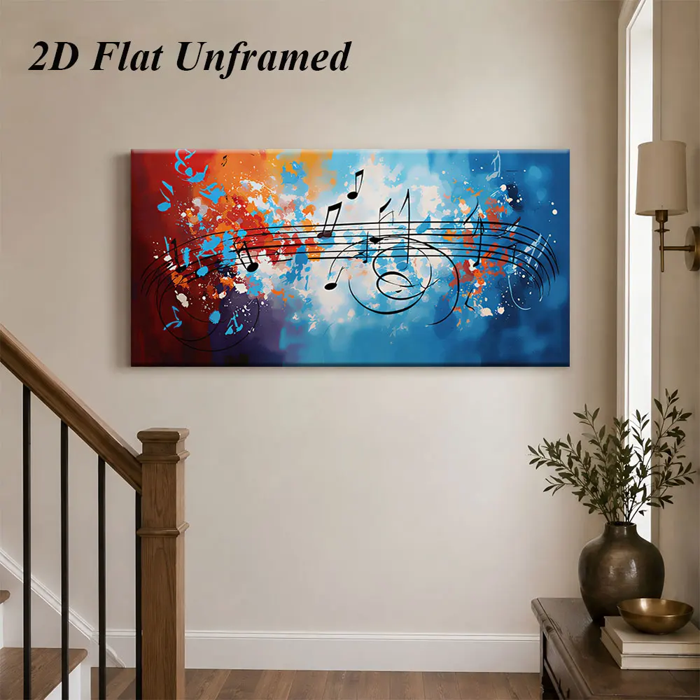 (1PC Unframe)1 piece of music themed frameless decorative painting, artistic sense, musical notes, staff, abstract background,