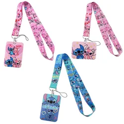 New Disney Lilo Stitch Pvc Card Cover Student Campus Card Cinderella Anime Stitch Hanging Holder Lanyard Id Card Kid's Gift Toys