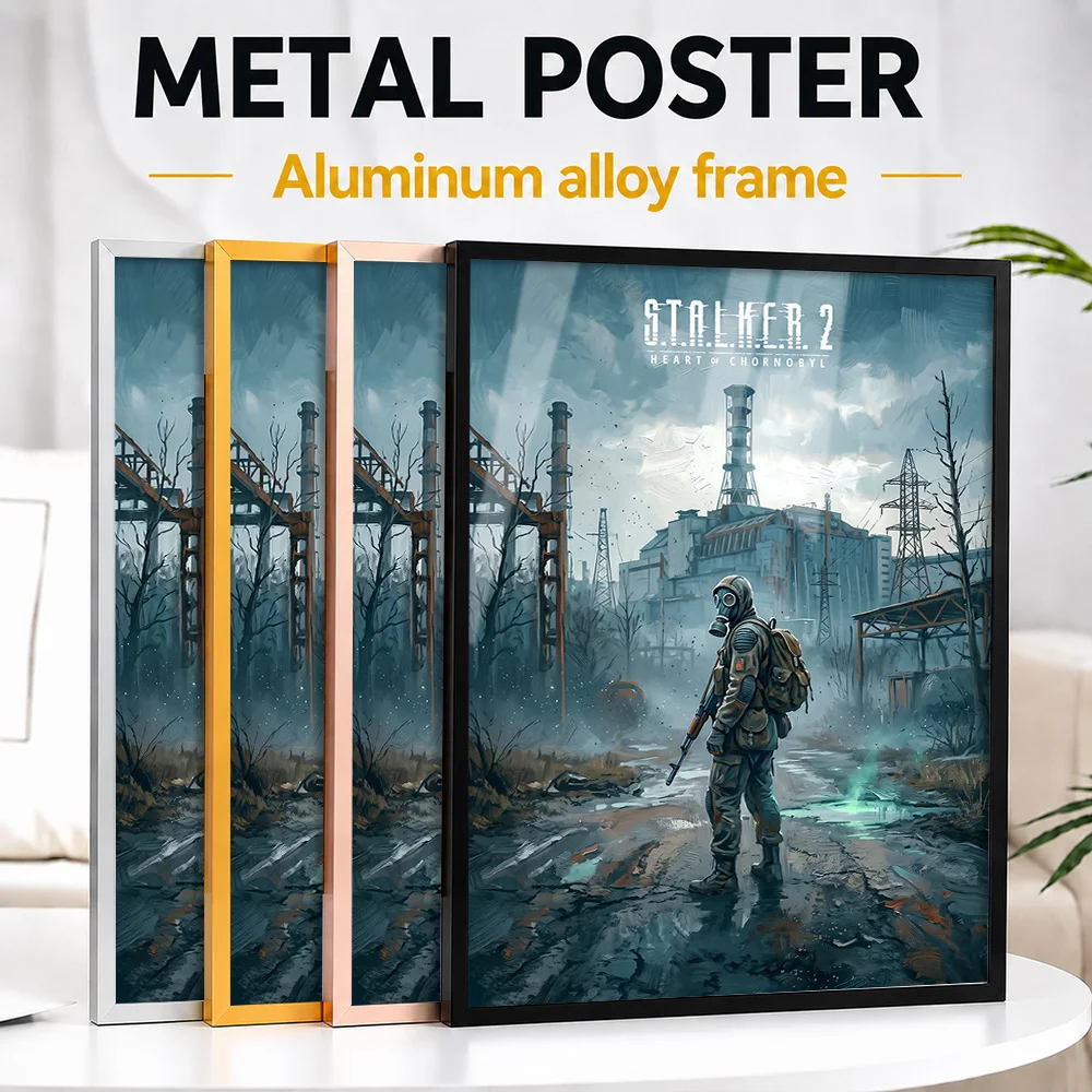 STALKER 2 Heart Of Chornobyl Framed Aluminum Metal Poster Personalized Painting Style Wall Art For Bedroom And Gaming Lounge