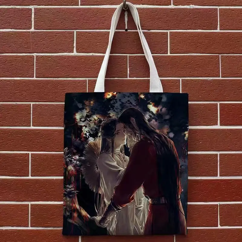 Anime Tian Guan Ci Fu Tote Books Bag Heaven Official’s Blessing Hua Cheng Xie Lian Canvas Casual Shopping Shoulder Bag Handbag