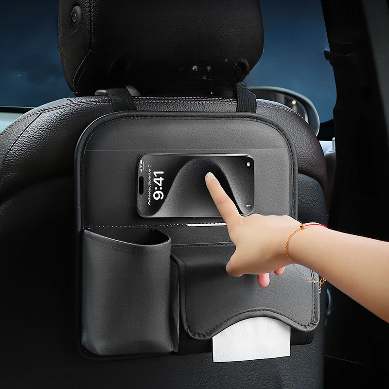 Car Seat Back Storage Multifunctional Storage Bag New Car Front and Rear Drainage Cup Holder Tissue Box Storage