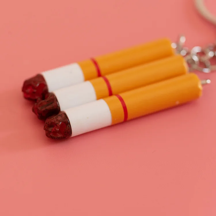 Creative Simulation Pvc Cigarette Key Chain Fashion Cute Bag Pendant Accessories Car Key Ring