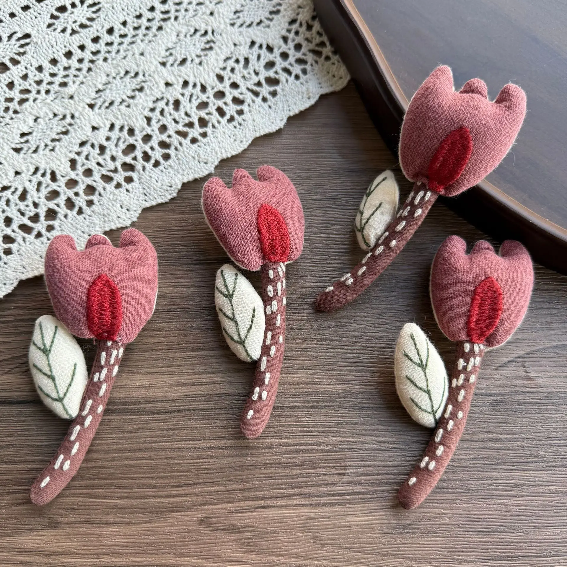 Premium Handmade Stuffed Pink Flower DIY Embellishment for Children Apparel Bag Hat Scarf Sewing Accessory Cute