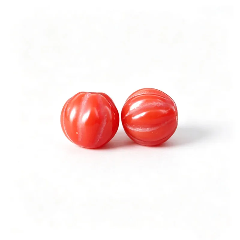 Natural Red Agate Round Lanterns Beads Carved Pumpkin Loose Beads 8/10/12/14/16/18/20mm Melon Stone Beads TSB0456