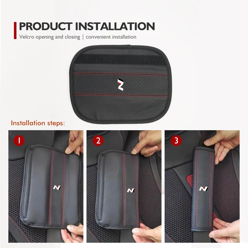 For Hyundai Leather Car Seat Belt Shoulder Protection Cover Shoulder Cover Pads N Line Tuscon NX4 I20 I30 I10 Sonata Elantra - view 5