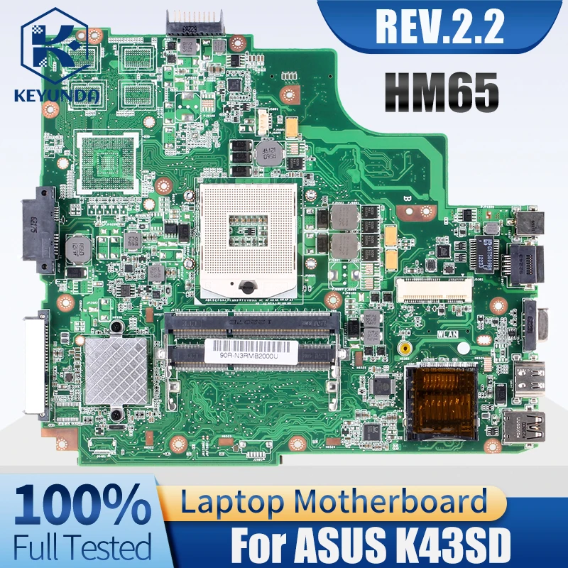 K43SD For ASUS K43E K43SD A43E P43EMAIN BOARD 60-N3RMB2001 HM65 REV.2.2 Notebook Mainboard Full Tested