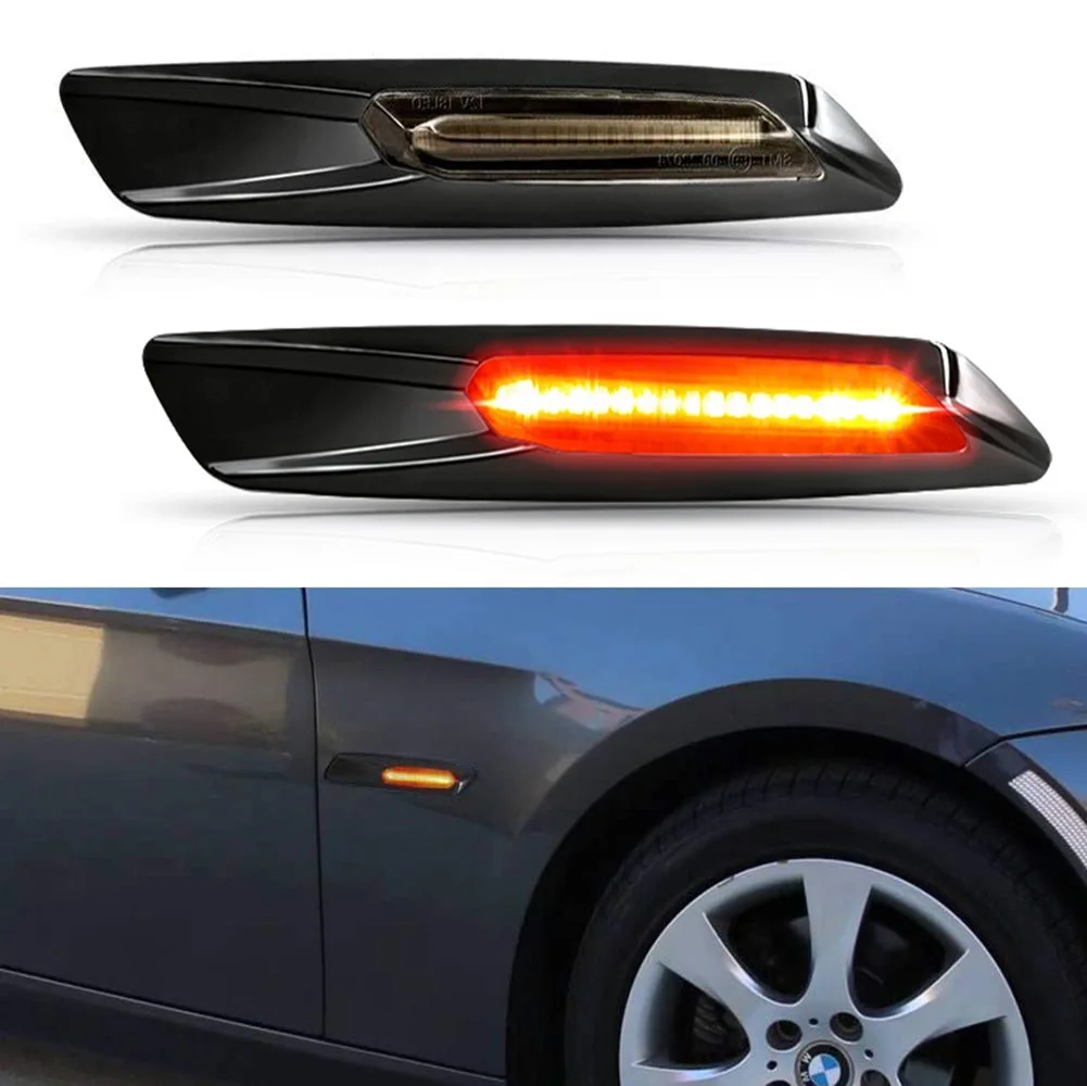 

LED Sequential Fender Indicator Side Marker Blinker Turn Signal Lights for BMW 1 3 5 Series E46/E81/E90/E60 2011 12 2013