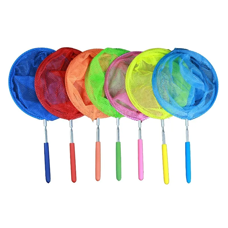 1pcs Stainless steel children's colorful retractable insect net fish tank fishing net butterfly dragonfly insect net pocket