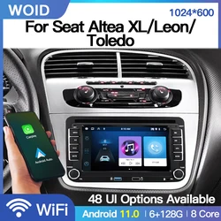 Android 11 For Seat Altea XL/Leon/Toledo Volkswagen VW Car Stereo Radio Player Carplay 2 Din Auto Multimedia Video 7inch Wifi BT