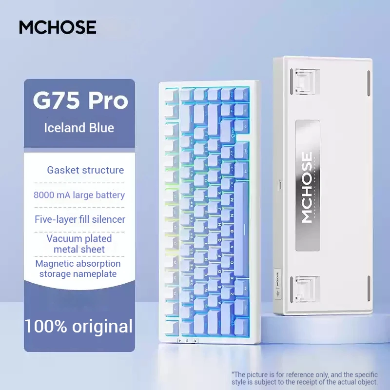 Mchose G75 Pro Mechanical Keyboard Desktop Customized Tri-Mode Gaming Keyboard Wireless Hot Swap Gasket Laptop Gamer Accessories