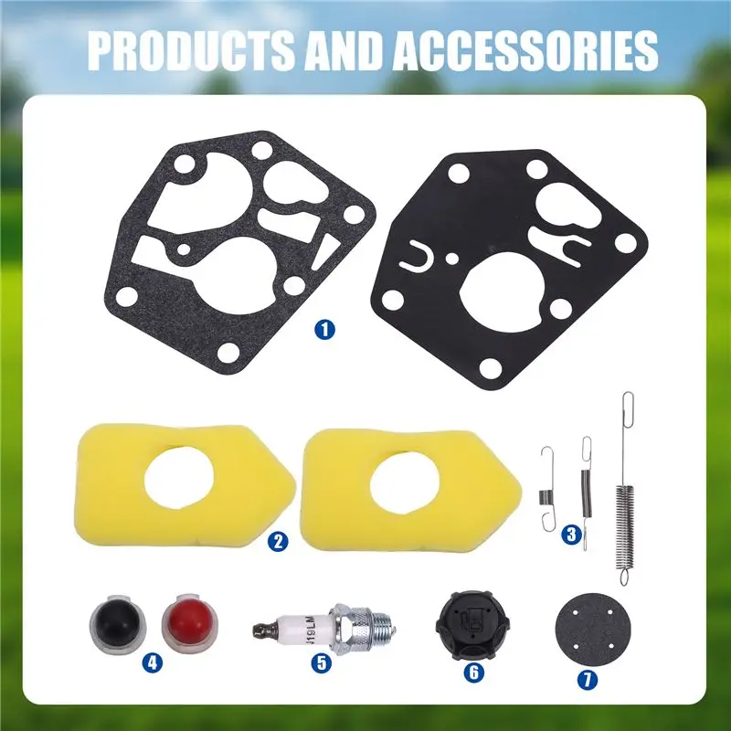 BHTS-698719 Governor Spring 495770 Carburetor Diaphragm 698369 Air Filter For 3.5-4.5HP 450-600 Series Lawn Mower Engines