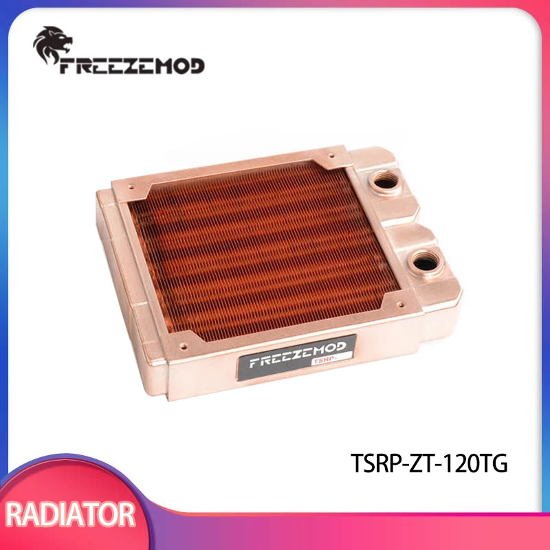 FREEZEMOD All Copper Computer Water Cooler Row Industrial Cooling Row Double-layer Round Tube Thread For 120mm Fan TSRP-ZT-120TG