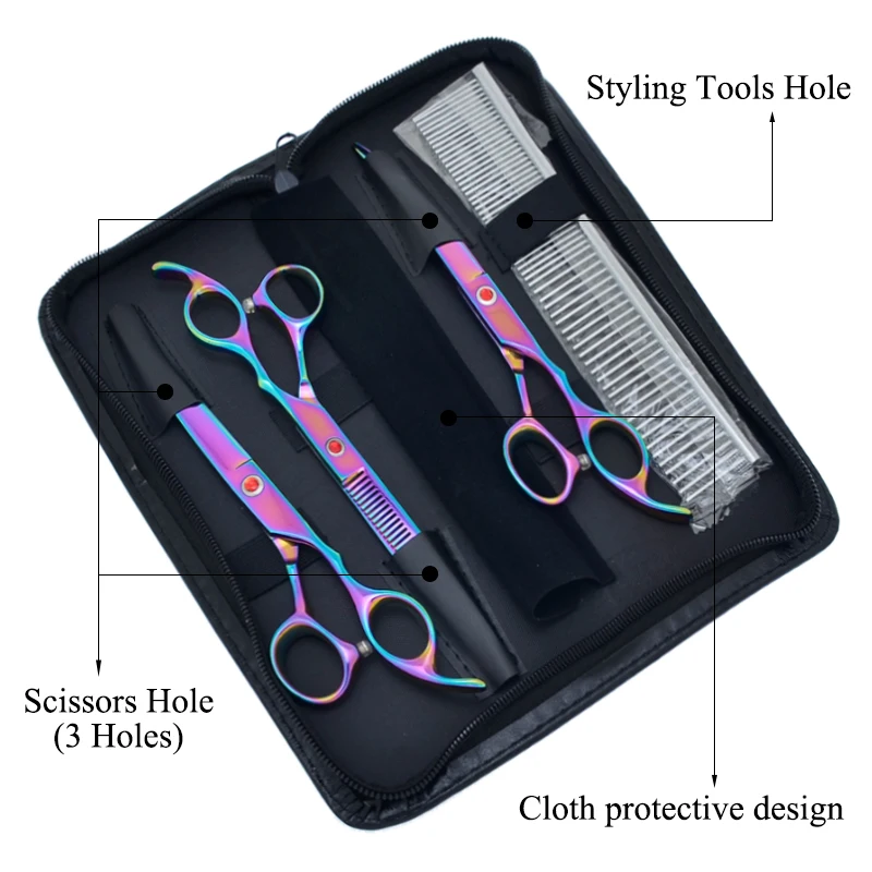 Leather Case Professional Hairdressing Scissors Bag Pet Shears Case Big Storage Space Hold 3 or 4 Scissors Shears Package C0021A