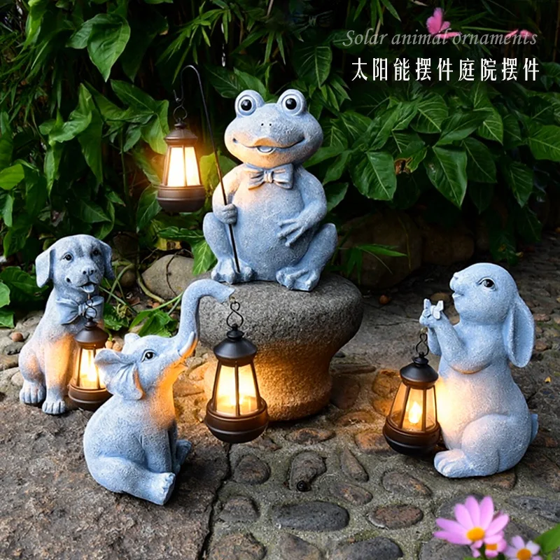 

Outdoor solar lamp animal statue ornament courtyard garden home creative landscaping decorative resin crafts